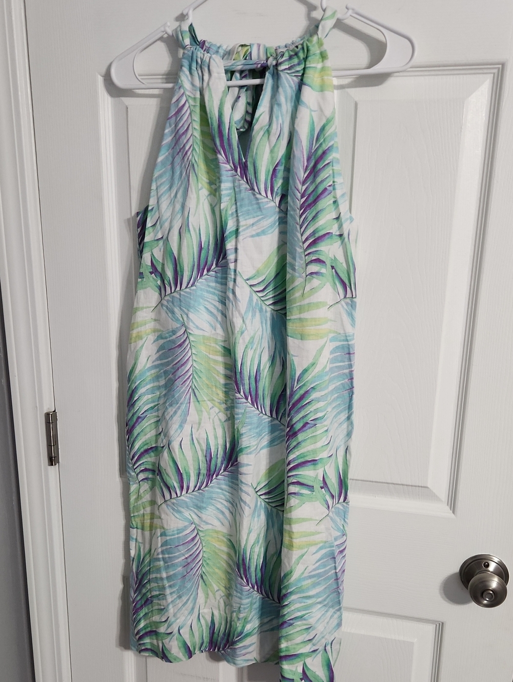 NWOT. Tommy Bahama Leinani Leaves Linen Halter Dress Sz. M Beach Vacation - Picture 2 of 13